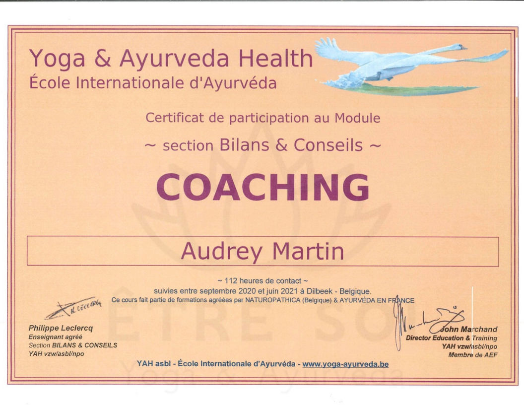 Audrey Martin Certificat Coaching